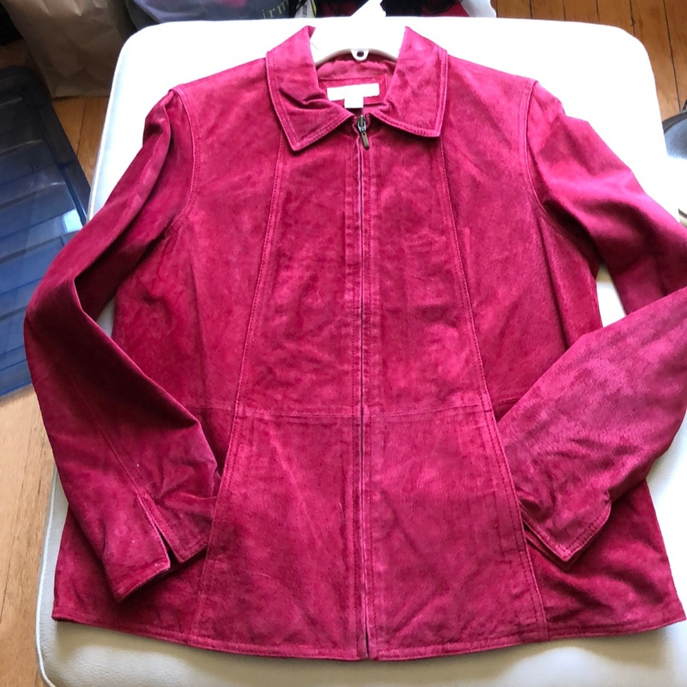 Coldwater Creek PS red suede zip jacket